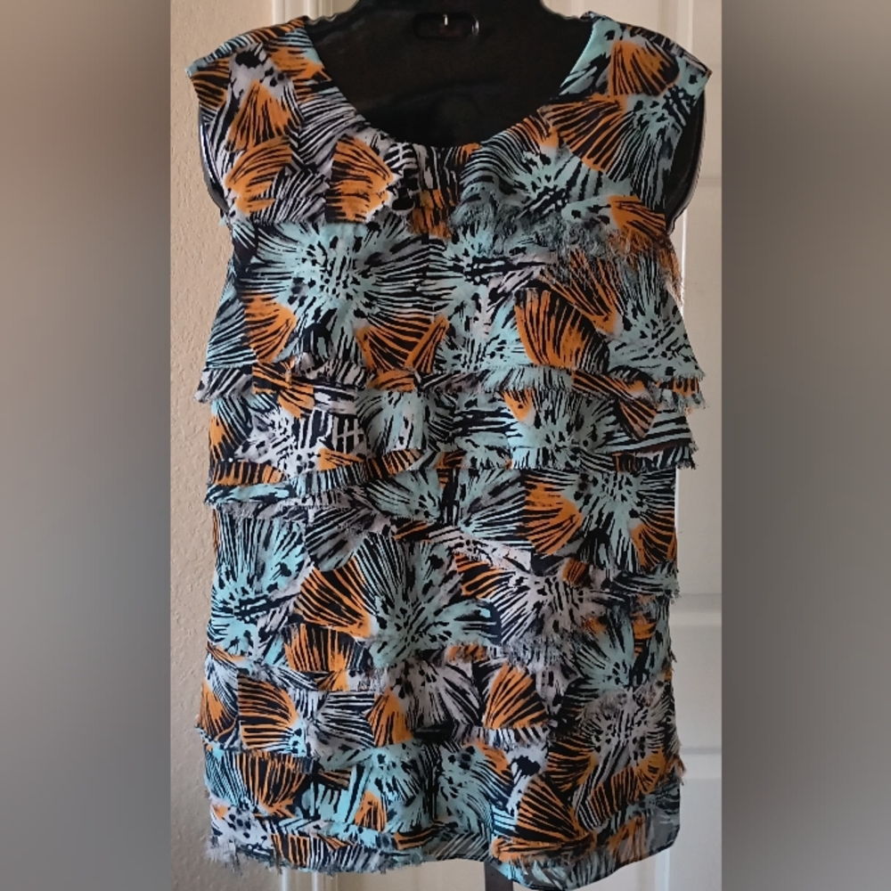 Michael Kors Black and Orange Patterned Garment